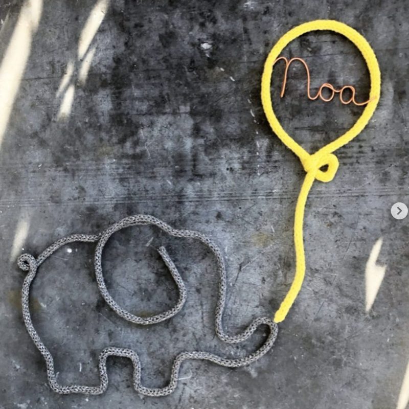 Tricotin Laine Ballon + Mot / Prénom + Eléphant